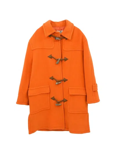 Pre-owned Hermes Toggle-fastening Duffel Coat In Orange