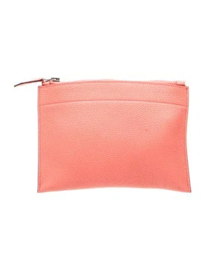 Pre-owned Hermes Togo Bazar Pouch In Pink