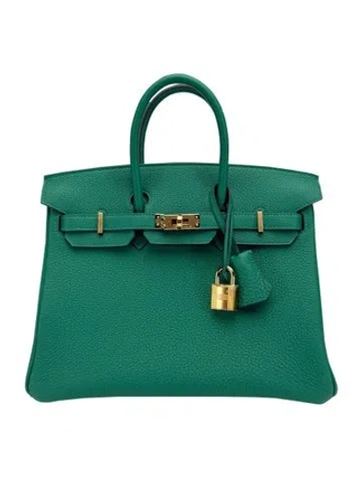 Pre-owned Hermes Togo Birkin 25 2024 In Green