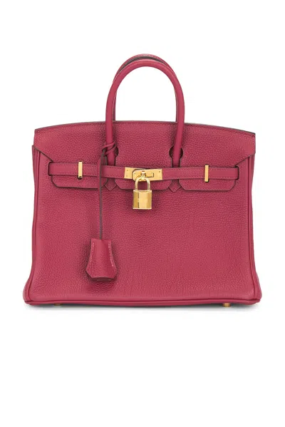 Pre-owned Hermes Togo Birkin 25 Handbag In Burgundy
