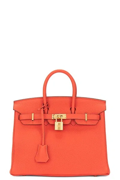Pre-owned Hermes Togo Birkin 25 Handbag In Orange
