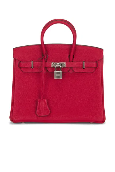 Pre-owned Hermes Togo Birkin 25 Handbag In Rouge