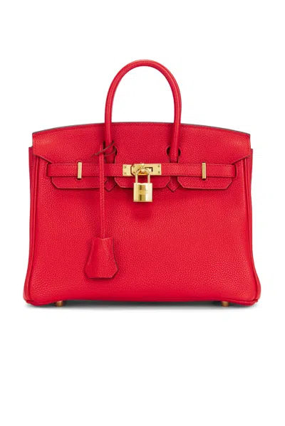 Pre-owned Hermes Togo Birkin 25 Handbag In Rouge Coeur