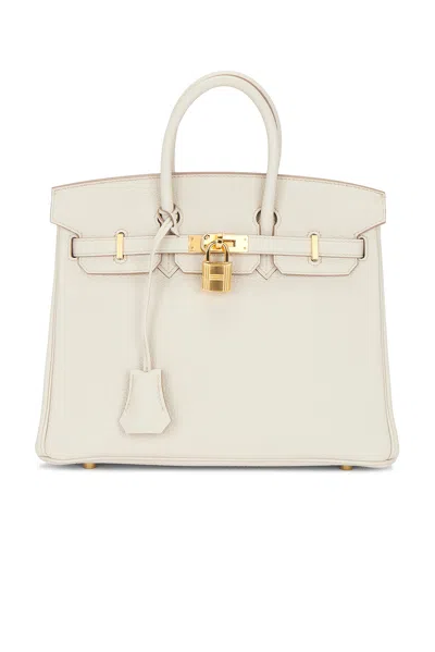Pre-owned Hermes Togo Birkin 25 Handbag In White
