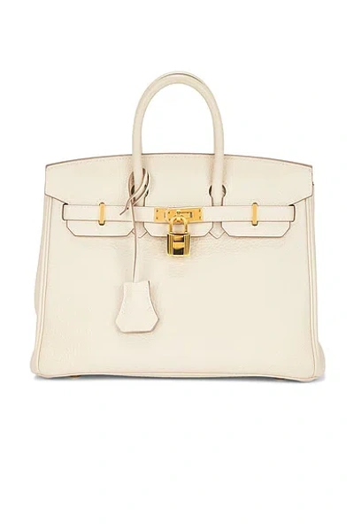 Pre-owned Hermes Togo Birkin 25 Handbag In White