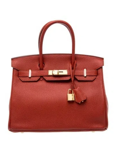 Pre-owned Hermes Togo Birkin 30 In Red