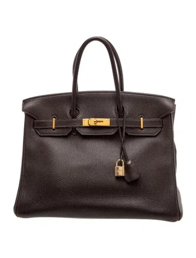 Pre-owned Hermes Togo Birkin 35 In Brown