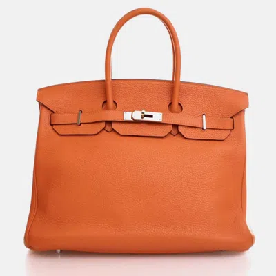 Pre-owned Hermes Togo Birkin 35 In Orange