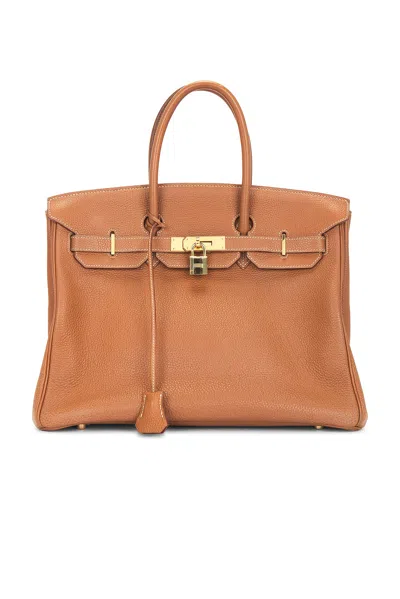 Pre-owned Hermes Togo Birkin 35 Retourne Handbag In Gold