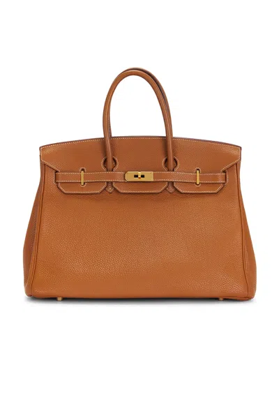 Pre-owned Hermes Togo Birkin 35 Retourne Handbag In Gold