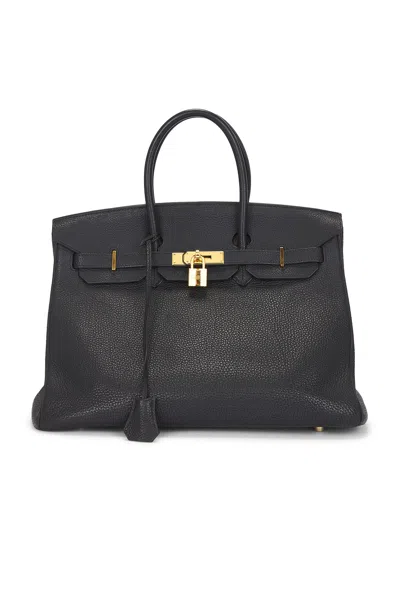 Pre-owned Hermes Togo Birkin 35 Retourne Handbag In Gray