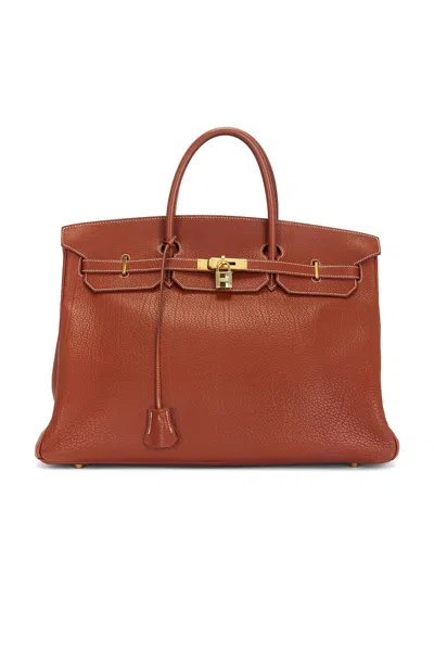 Pre-owned Hermes Togo Birkin 40 Retourne Handbag In Brown