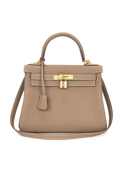 Pre-owned Hermes Togo Kelly 28 Handbag In Brown