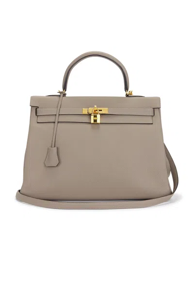 Pre-owned Hermes Togo Kelly 35 Retourne Handbag In Brown