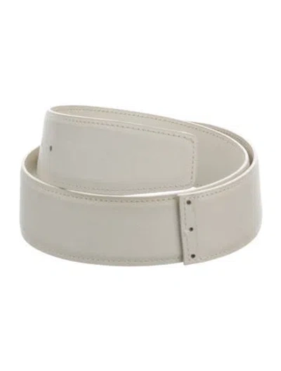 Pre-owned Hermes Togo Leather Belt Strap Belt Strap In White