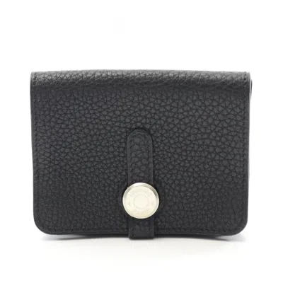 Pre-owned Hermes Togo Leather Business Card Case () In Black