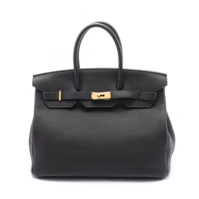 Pre-owned Hermes Togo Leather Handbag () In Black