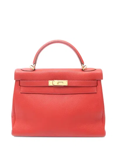 Pre-owned Hermes Togo Leather Kelly 32 Handbag In Red