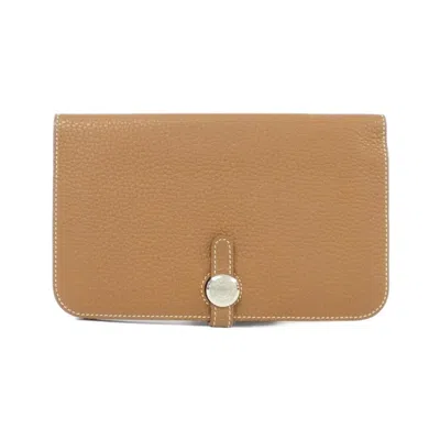 Pre-owned Hermes Togo Leather Long Wallet (bi-fold) ()