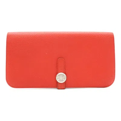 Pre-owned Hermes Togo Leather Long Wallet (bi-fold) ()