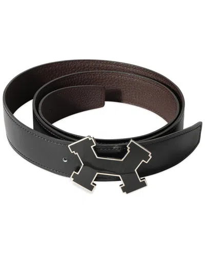 Pre-owned Hermes Hermès Togo Street H Reversible Belt Enamel Phw, Size 100 (authentic Pre-loved)