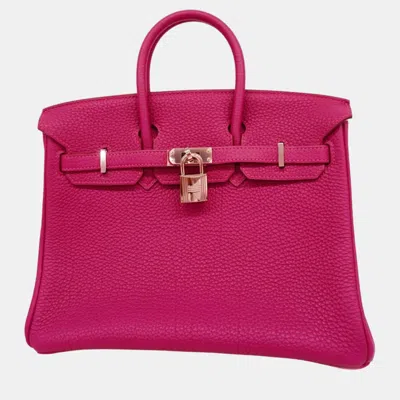 Pre-owned Hermes Togo Tosca O Stamp Birkin 25 Ladies Handbag In Pink