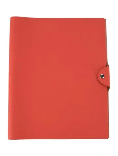 Pre-owned Hermes Togo Ulysse Gm Agenda Cover In Orange
