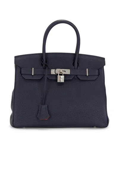 Pre-owned Hermes Togo Verso Birkin 30 Handbag In Blue