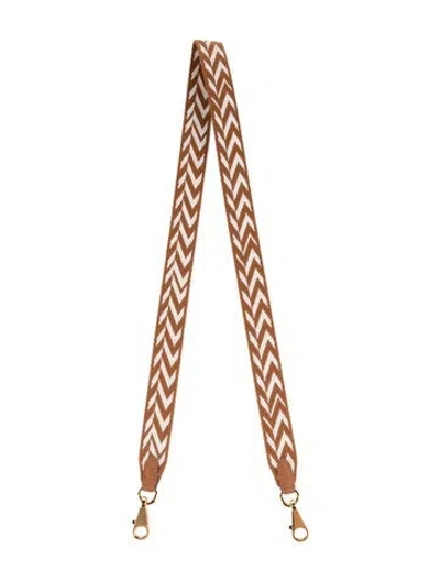 Pre-owned Hermes Toile 25mm Sangle Zigzag Bag Strap In Brown
