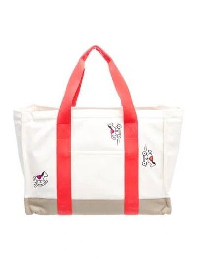 Pre-owned Hermes Babies' Toile Adada Nappy Bag In White