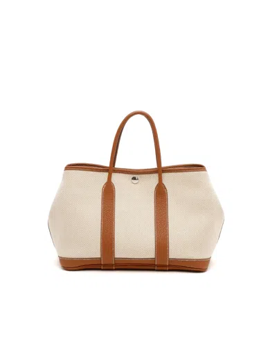 Pre-owned Hermes Hermès Toile & Negonda Garden Party 30 Tote Bag In Beige