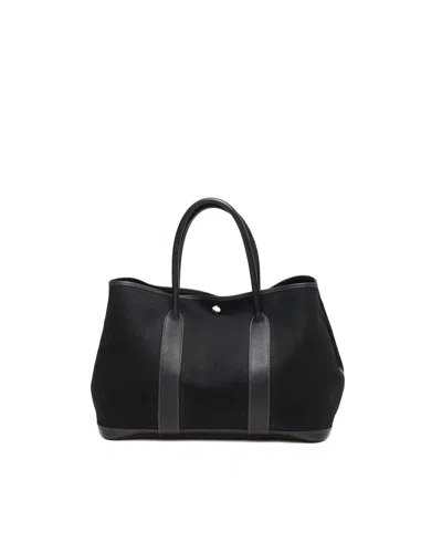 Pre-owned Hermes Hermès Toile & Negonda Garden Party 36 Tote Bag In Black