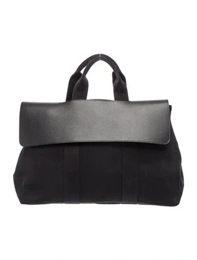 Pre-owned Hermes Toile & Negonda Valparaiso Mm W/ Pouch In Black