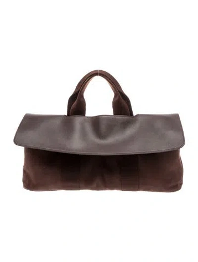 Pre-owned Hermes Toile & Swift Valparaiso Mm W/ Pouch In Brown