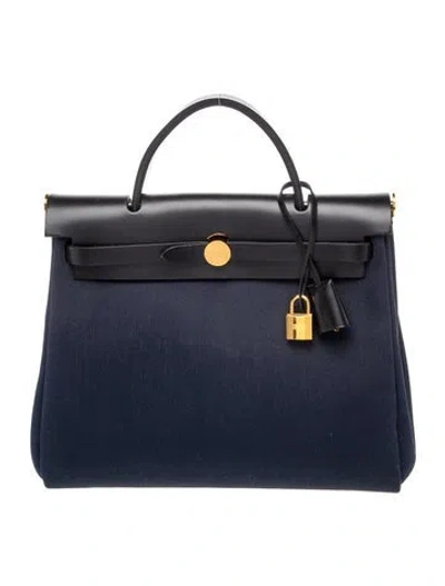 Pre-owned Hermes Toile & Vache Hunter Herbag Zip 31 In Multi