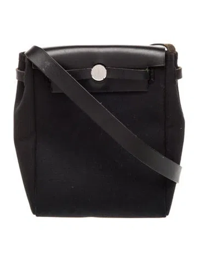 Pre-owned Hermes Toile & Vache Hunter Verso Herbag Tpm In Black