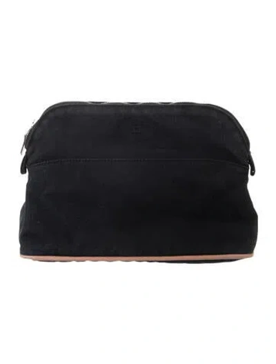 Pre-owned Hermes Toile Bolide Cosmetic Pouch Mm In Black