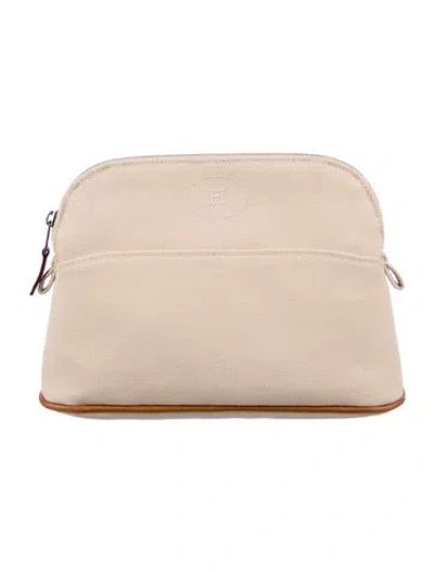 Pre-owned Hermes Toile Bolide Pm Cosmetic Pouch In Neutral