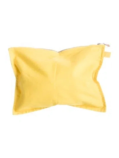 Pre-owned Hermes Toile Bora Bora Pouch Gm In Yellow