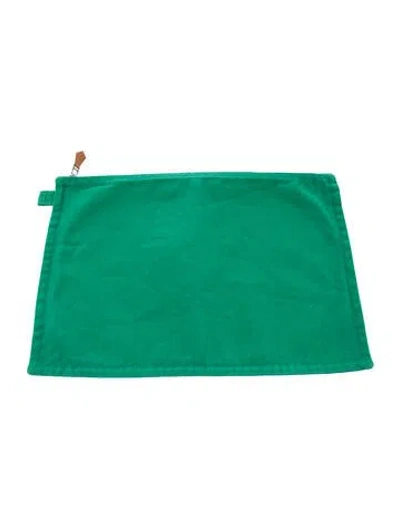 Pre-owned Hermes Toile Bora Bora Pouch In Green