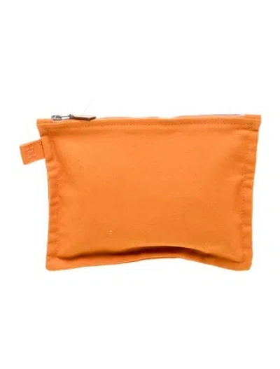 Pre-owned Hermes Toile Bora Bora Pouch In Orange
