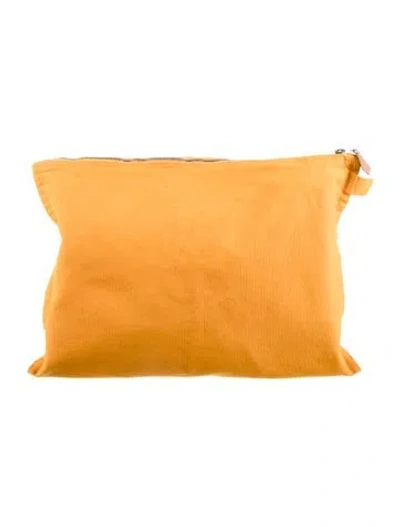 Pre-owned Hermes Toile Bora Bora Pouch In Yellow