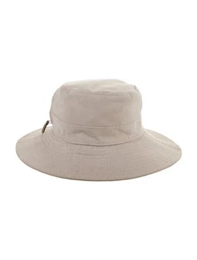 Pre-owned Hermes Toile Bucket Hat In Neutral