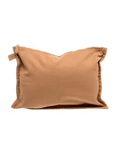 Pre-owned Hermes Toile Cosmetic Bag Gm In Neutral