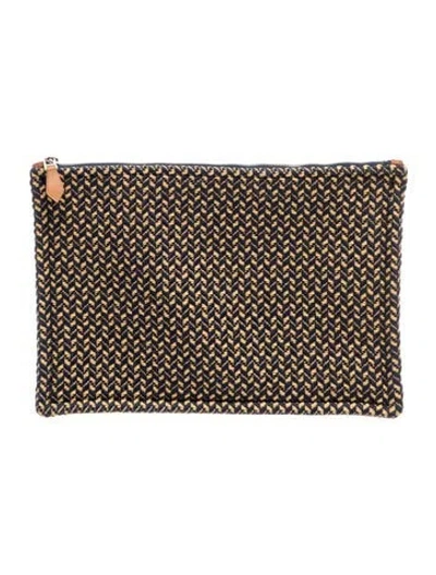 Pre-owned Hermes Toile Cosmetic Pouch In Blue