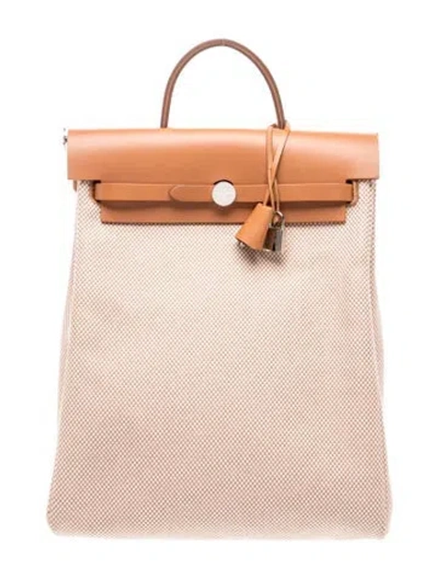 Pre-owned Hermes Toile Criss Viking Herbag A Dos Zip Backpack In Neutral