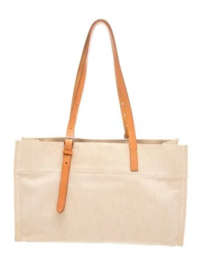 Pre-owned Hermes Toile Etrivière Elan Tote In Neutrals