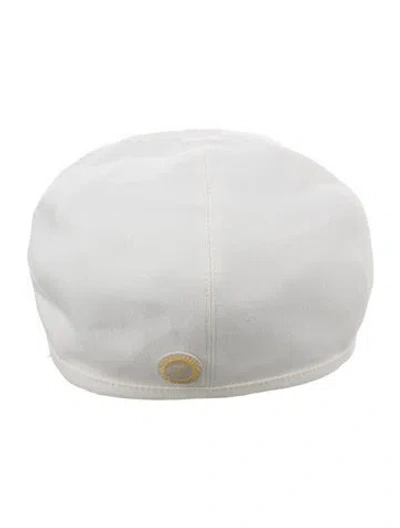 Pre-owned Hermes Toile Femme Gabrielle Beret In White