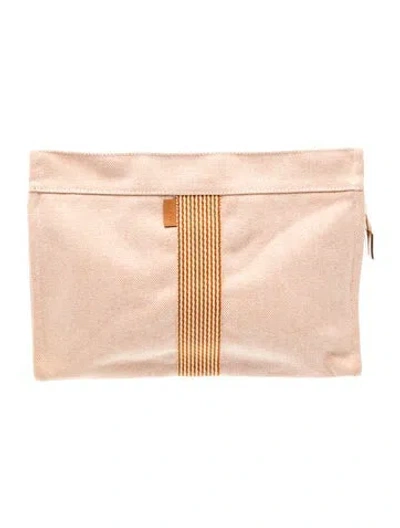 Pre-owned Hermes Toile Fourre Tout Pouch In Orange