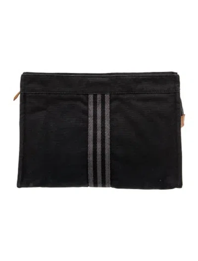 Pre-owned Hermes Toile Fourre-tout Pouch In Black